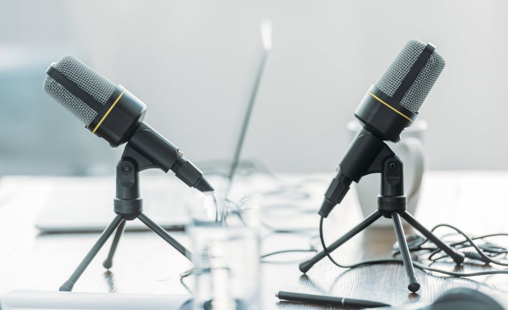 two microphones on a desk